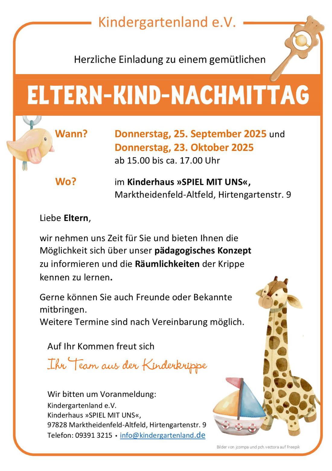 Schnuppernachmittag in der Kinderkrippe für Eltern und Kleinkinder im Kindergartenland